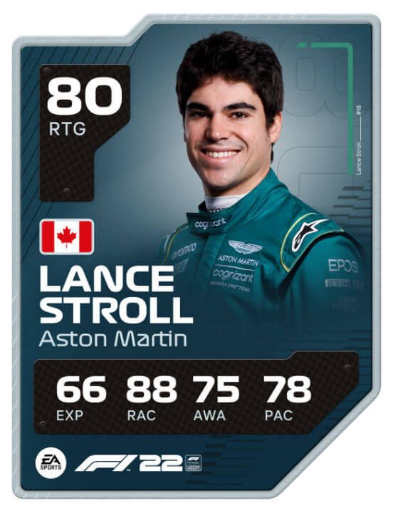f122 drivercard lance stroll a1 rated update 2