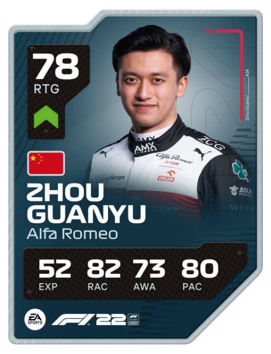 f122 drivercard zhou guanyu a1 rated update 2